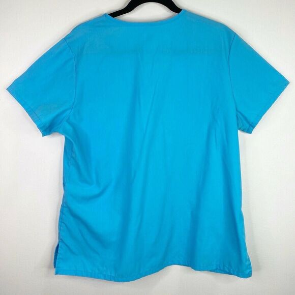 SB Scrubs 960 Mock Wrap Turquoise Scrub Top Shirt Size Medium M - Picture 2 of 7